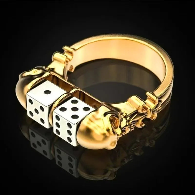 Anillo de aleación con diseño de calavera dorada, estilo punk - imagen 4