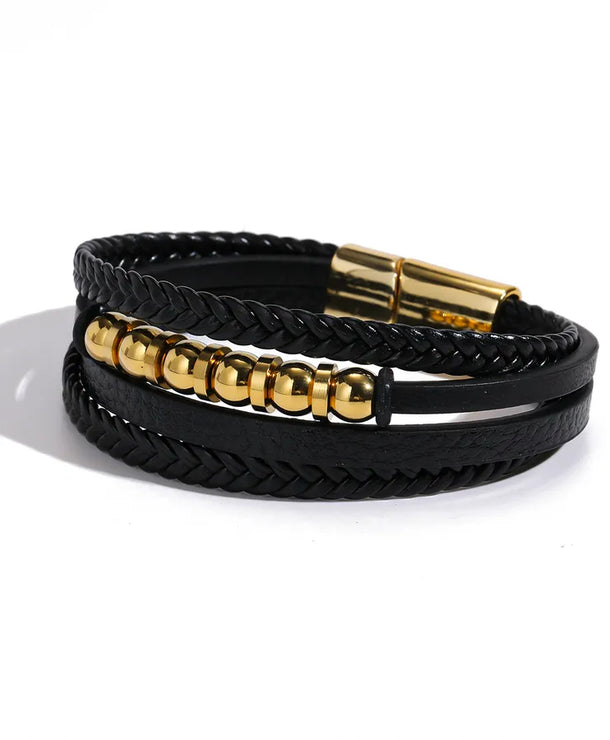Brazalete geométrico para hombre en acero 201 con baño dorado - imagen 3