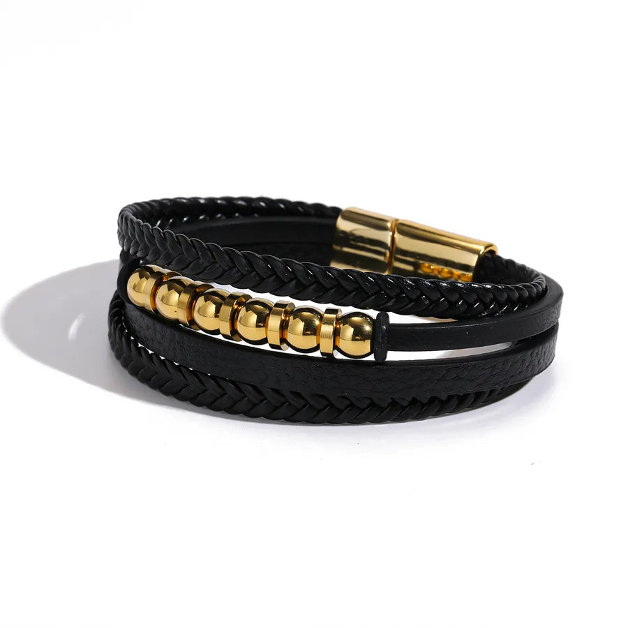 Brazalete geométrico para hombre en acero 201 con baño dorado - imagen 3