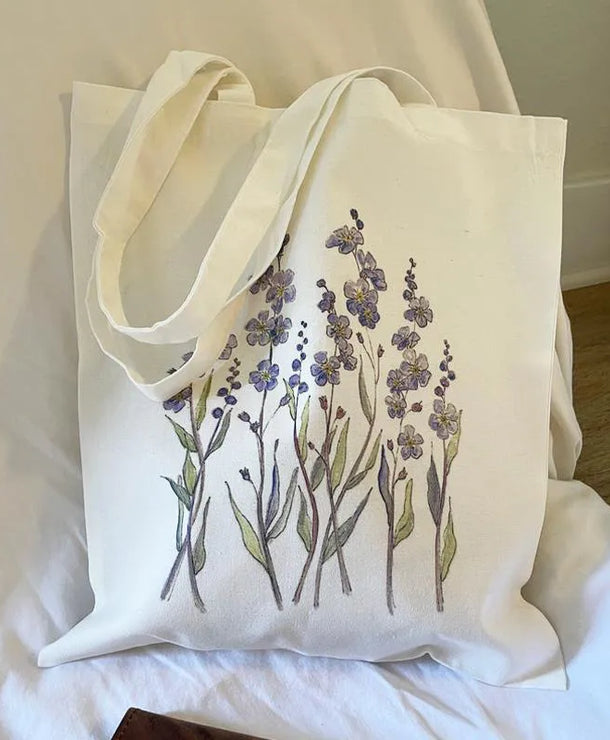 Bolso de lona con estampado de flores para mujer, diseño abierto - imagen 3