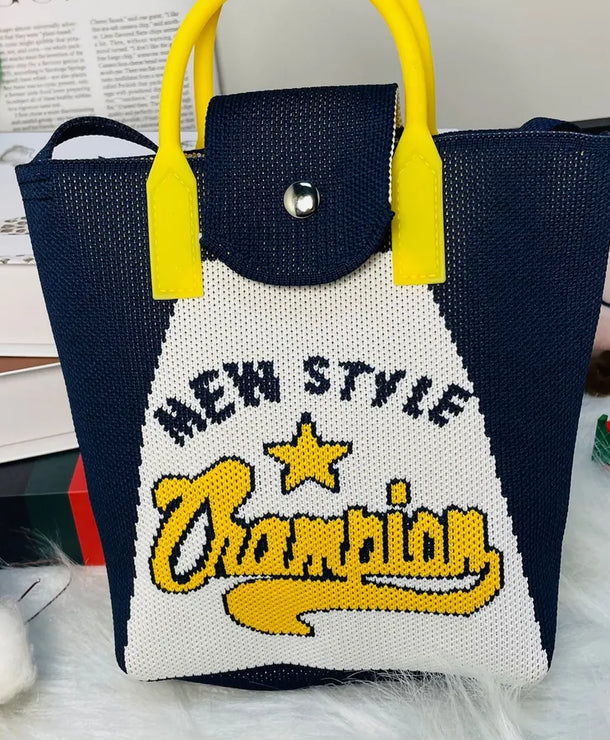 Bolso cruzado tejido con estampado de letras y flores para mujer - imagen 12