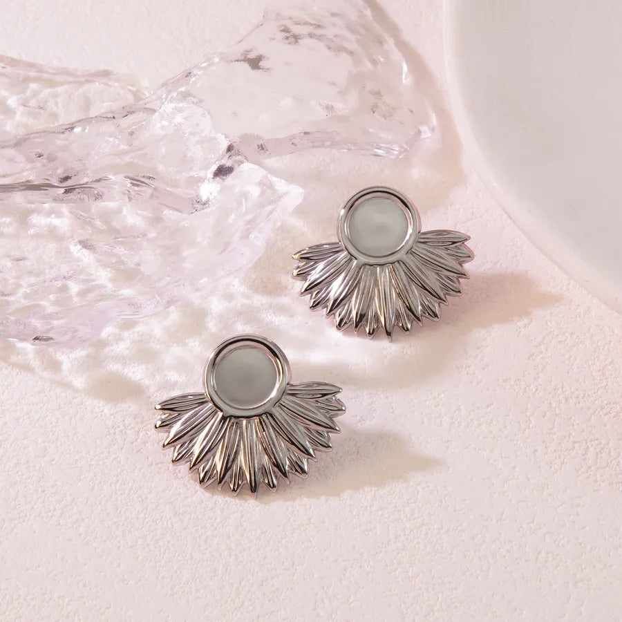 Aretes de botón de acero inoxidable 304 con diseño floral streetwear - imagen 15