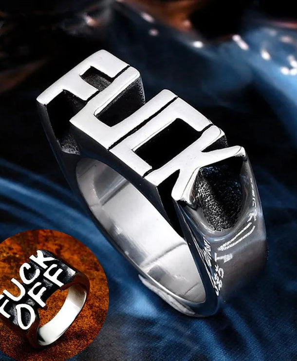 Anillo de aleación con diseño de letras, estilo punk unisex
