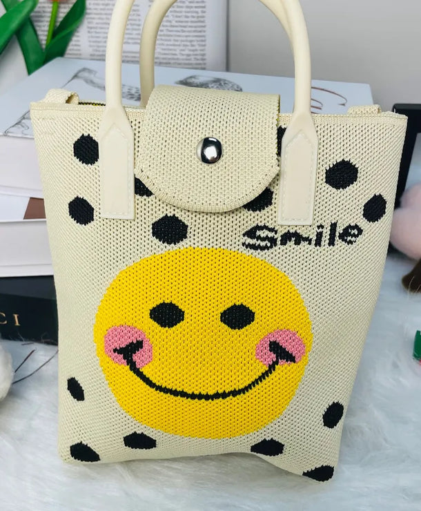 Bolso cruzado tejido con estampado de letras y flores para mujer - imagen 6