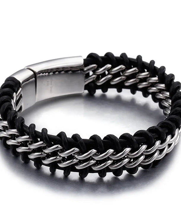 Pulsera de acero 304 con baño de oro 18K y diseño color block - imagen 5