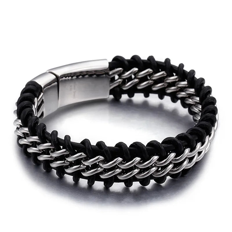 Pulsera de acero 304 con baño de oro 18K y diseño color block - imagen 5