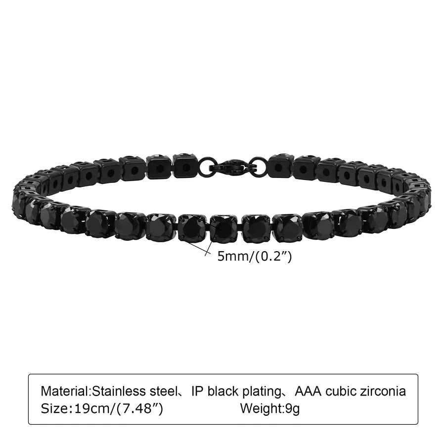 Pulsera tipo tennis de acero inoxidable 201 para hombre, color liso - imagen 3