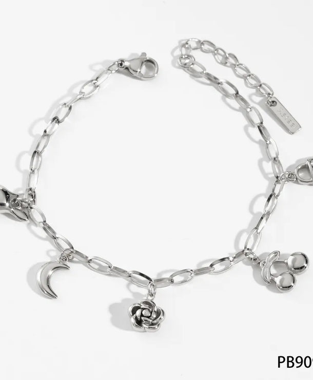 Pulsera de flores de cereza con baño de oro y circonias en acero 304 - imagen 7