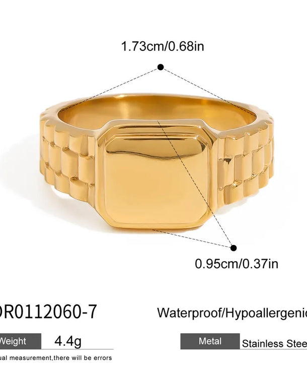 Anillo de acero inoxidable con diseño geométrico, estilo sencillo - imagen 13