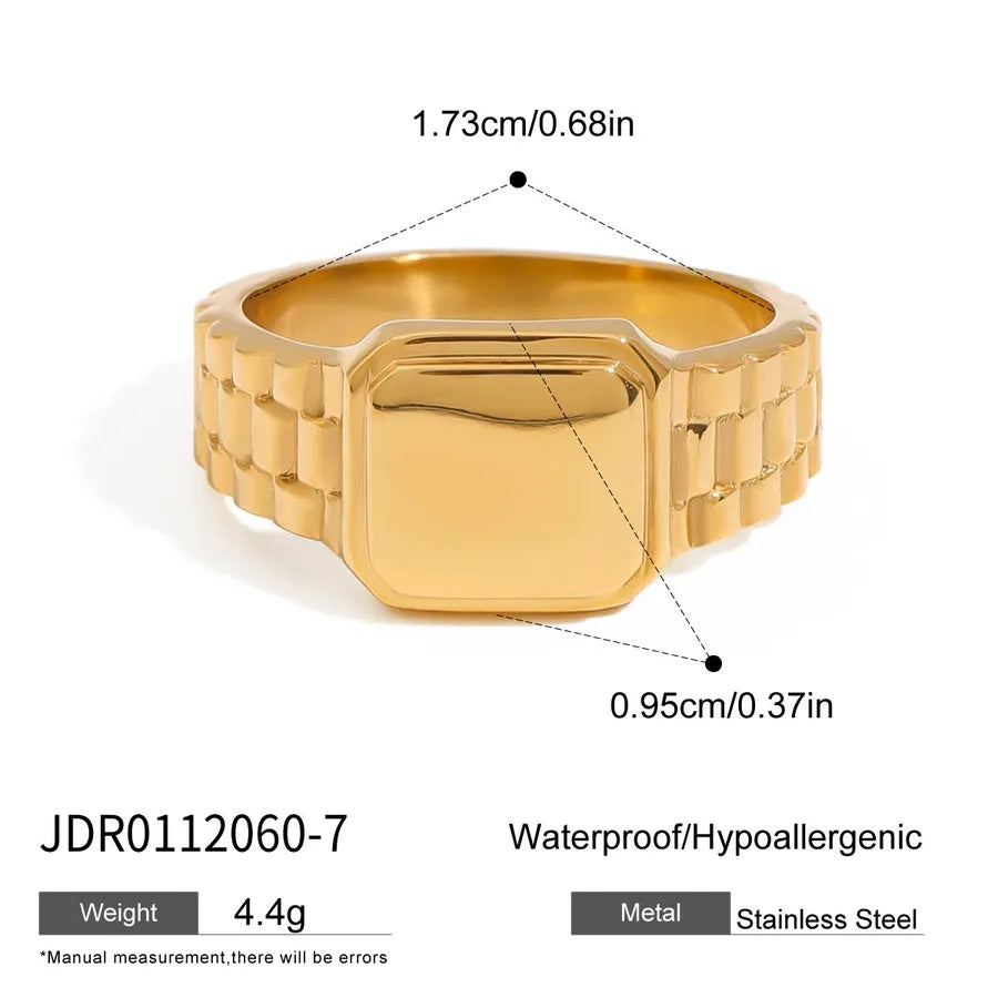 Anillo de acero inoxidable con diseño geométrico, estilo sencillo - imagen 13