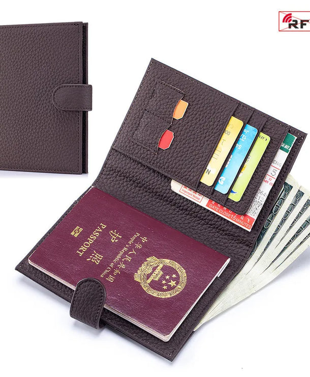 Portapasaportes de piel genuina para mujer con protección RFID - imagen 6