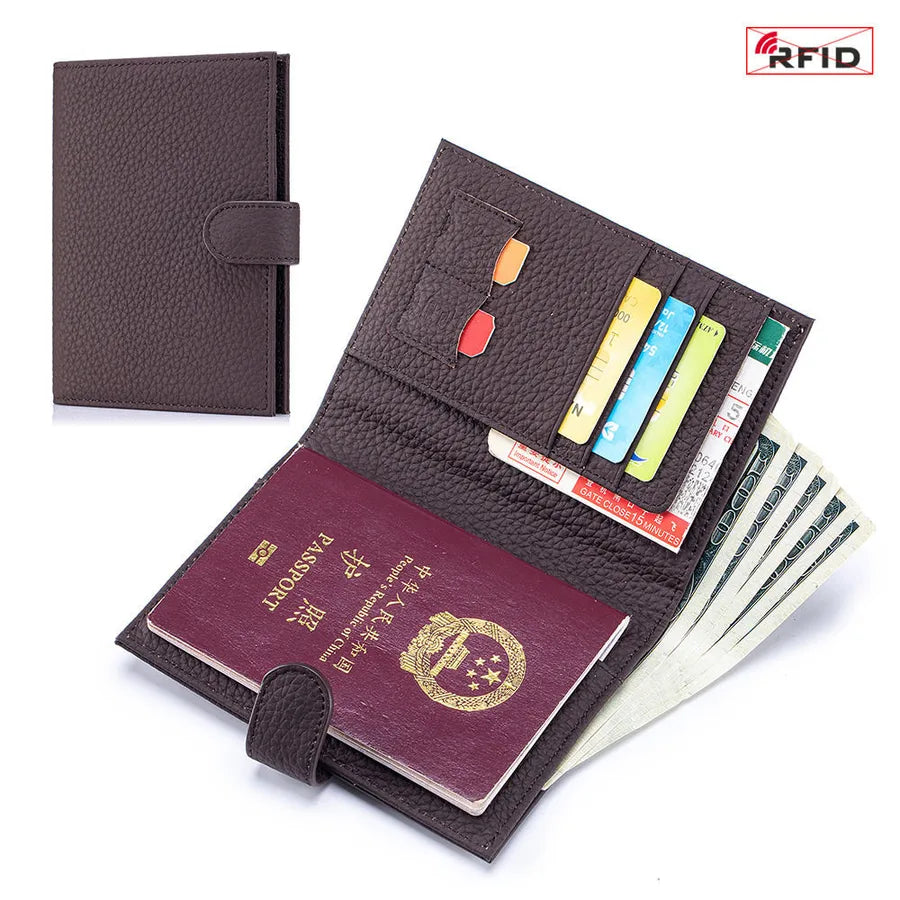 Portapasaportes de piel genuina para mujer con protección RFID - imagen 6