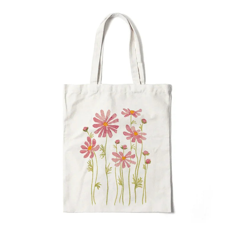 Bolso de lona con estampado de flores para mujer, diseño abierto - imagen 27