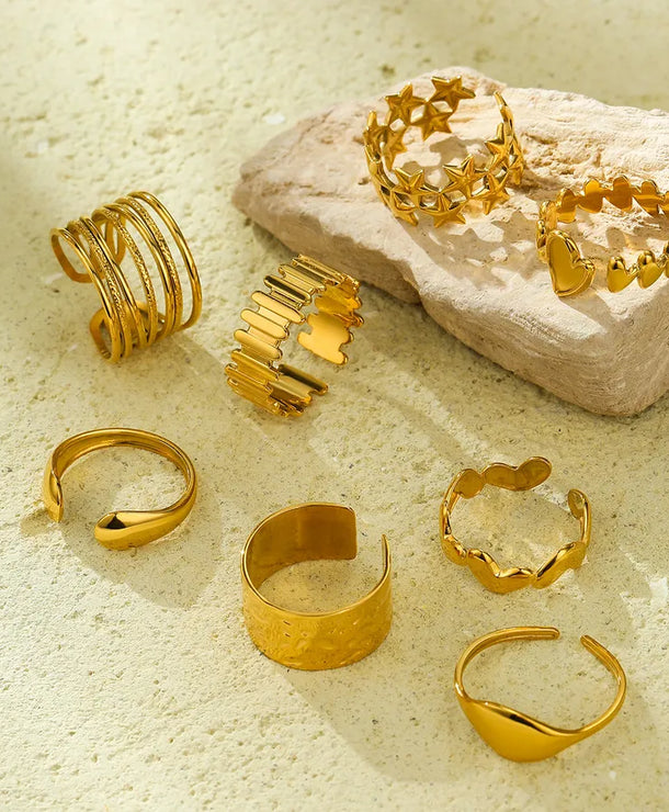 Anillo ajustable de acero inoxidable 304 en color liso, estilo IG