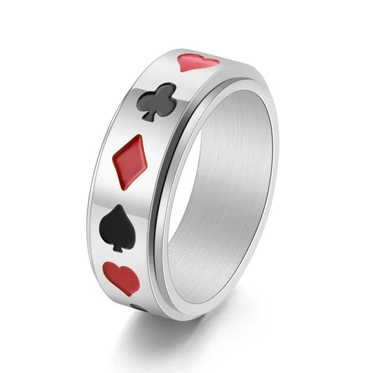 Anillos de acero de titanio para hombre con diseño de póker - imagen 2