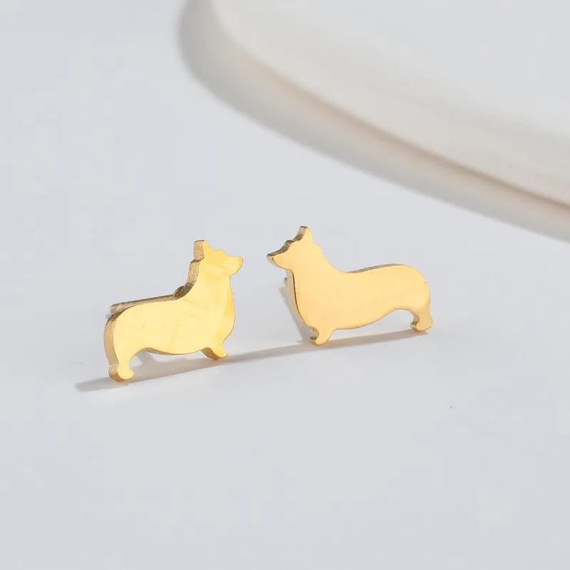 Aretes de botón de acero 304 con baño de oro 18K y diseño de animalitos - imagen 32