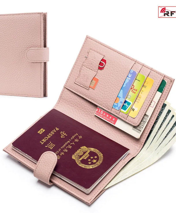 Portapasaportes de piel genuina para mujer con protección RFID - imagen 16