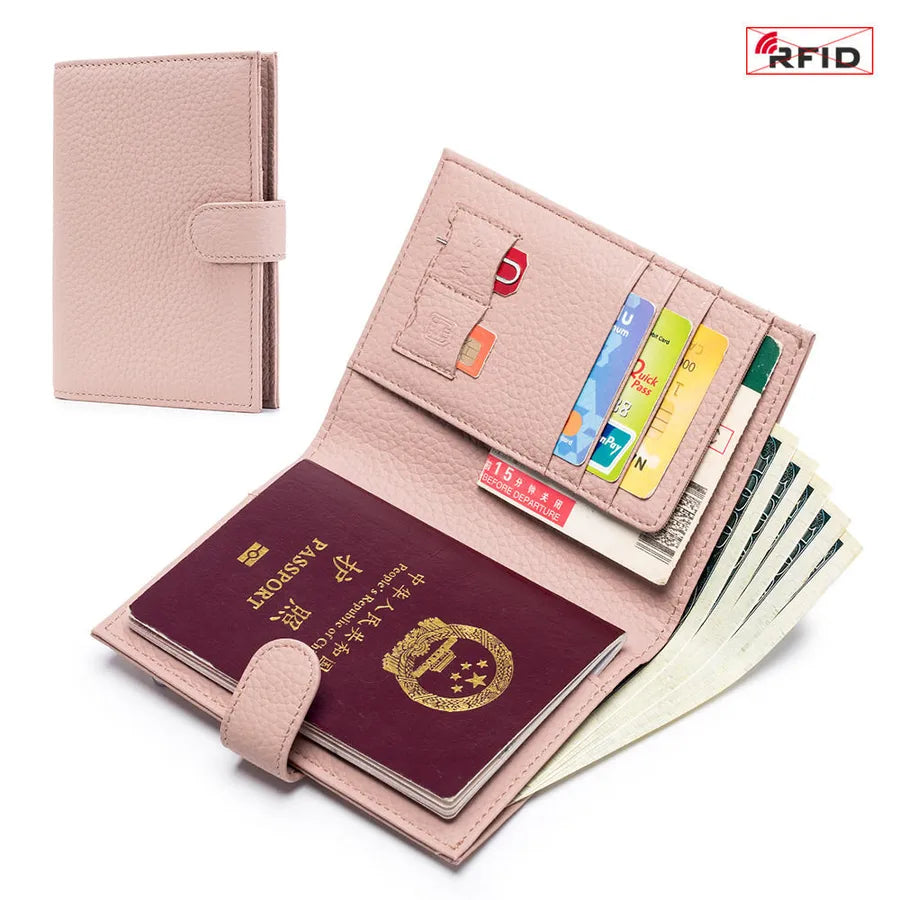 Portapasaportes de piel genuina para mujer con protección RFID - imagen 16