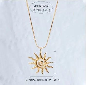 Collar con dije de sol, ojo turco y corazón en acero inoxidable 304 - imagen 7