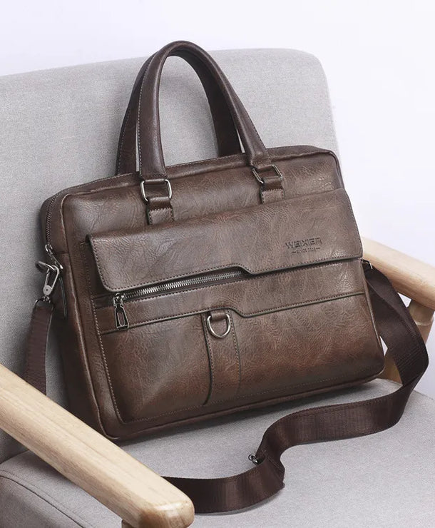 Bolso de mano de piel sintética para caballero, estilo business vintage - imagen 3
