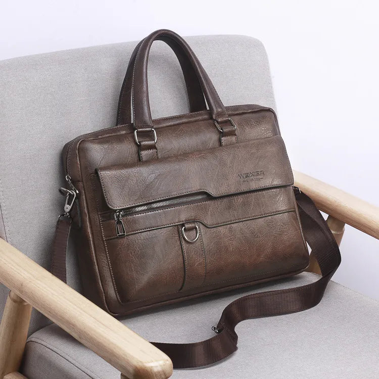 Bolso de mano de piel sintética para caballero, estilo business vintage - imagen 3