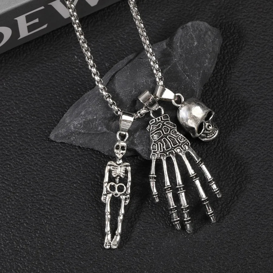 Collar con dije de calavera de acero de titanio, estilo punk unisex - imagen 6