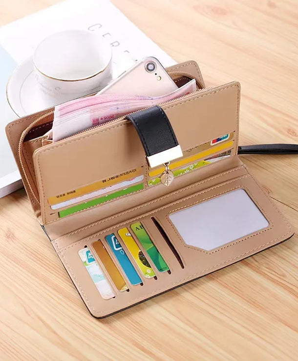 Cartera larga de piel sintética para mujer con diseño geométrico vintage - imagen 3
