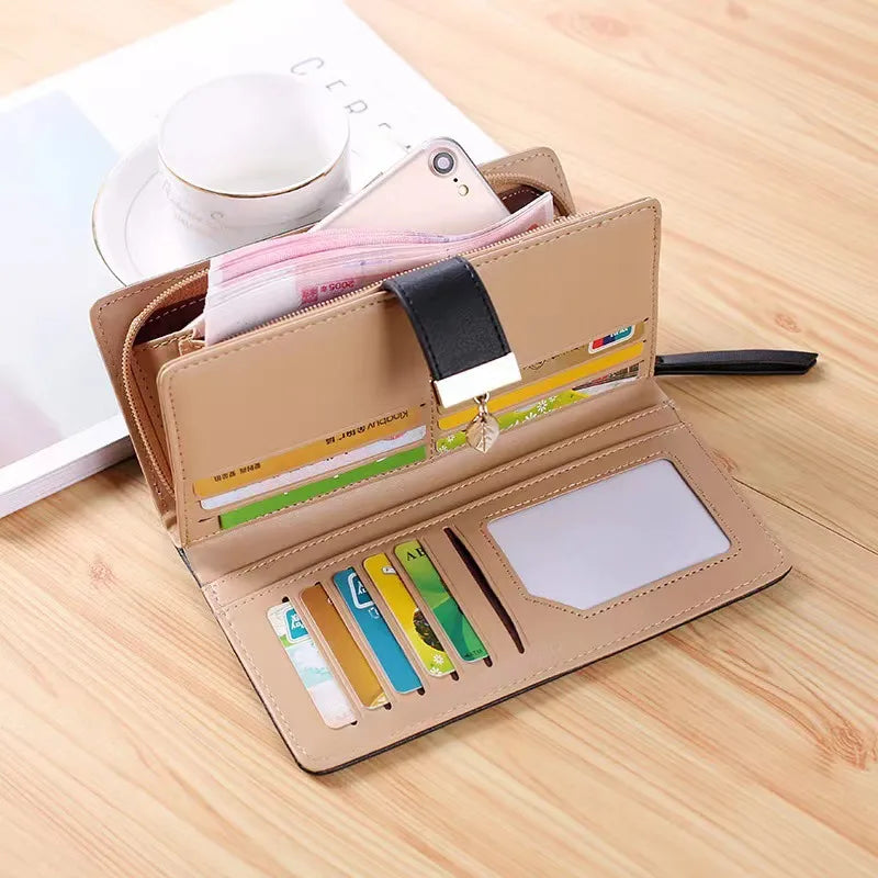 Cartera larga de piel sintética para mujer con diseño geométrico vintage - imagen 3