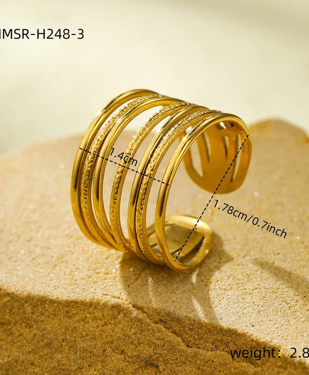 Anillo ajustable de acero inoxidable 304 en color liso, estilo IG - imagen 8