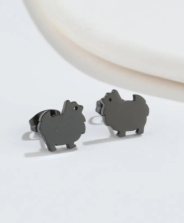 Aretes de botón de acero 304 con baño de oro 18K y diseño de animalitos - imagen 28