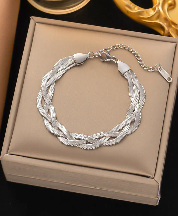 Pulsera de corazones con cadena cubana en acero 304 y baño de oro 18K - imagen 8