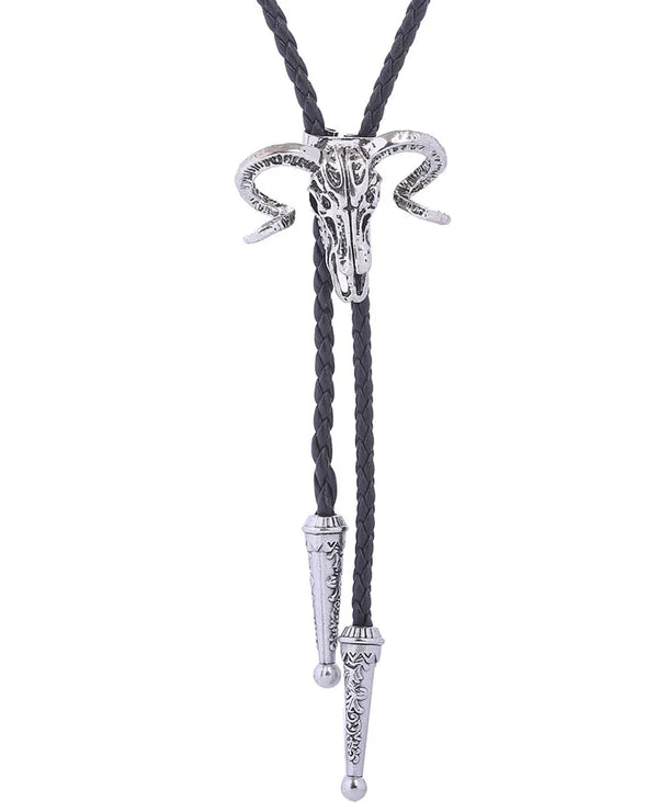 Corbata bolo de aleación con cordón de piel y dijes de estrella y calavera - imagen 44