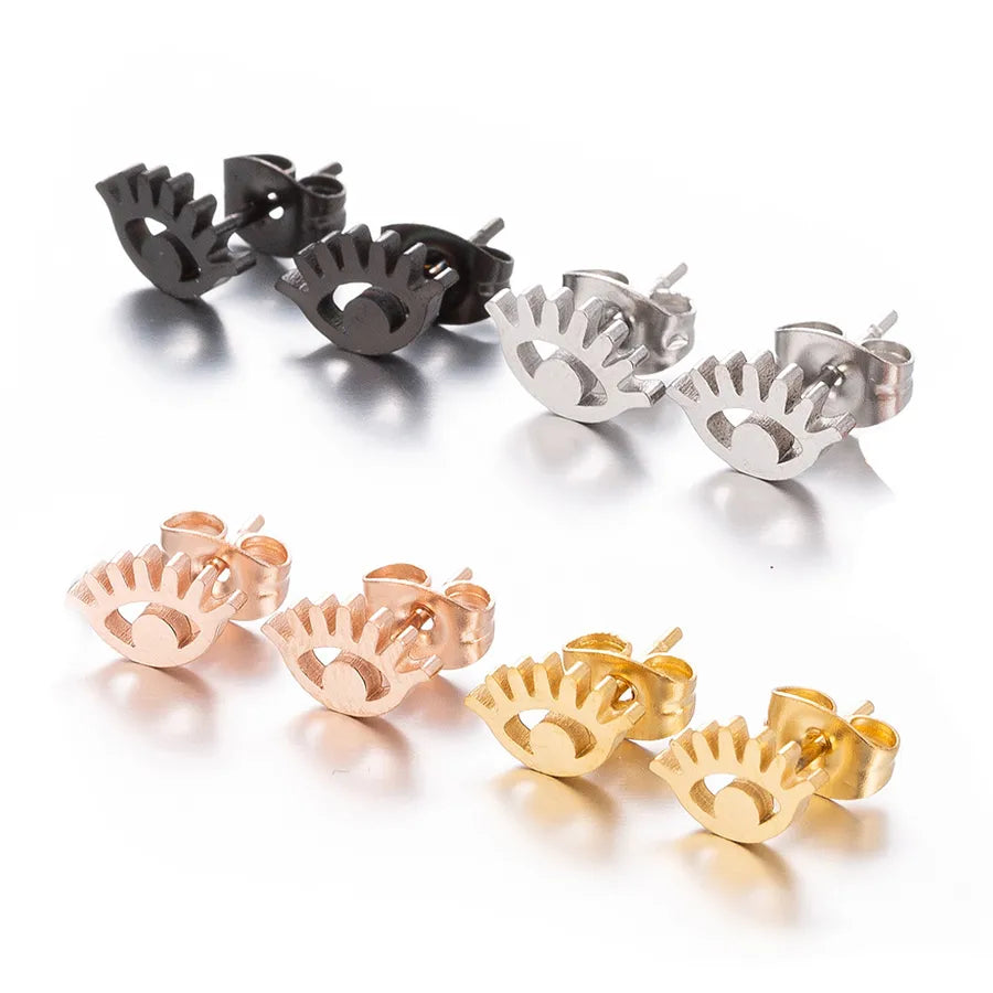 Aretes de botón de acero inoxidable 304 con diseño de ojo turco - imagen 2