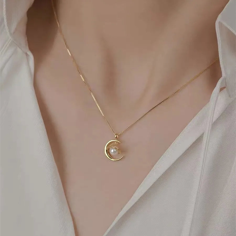 Collar con dije de plata esterlina 925 e incrustación de perla - imagen 3