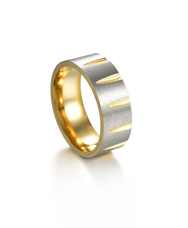 Anillos de acero 304 con baño de oro 18K y diseño geométrico - imagen 3