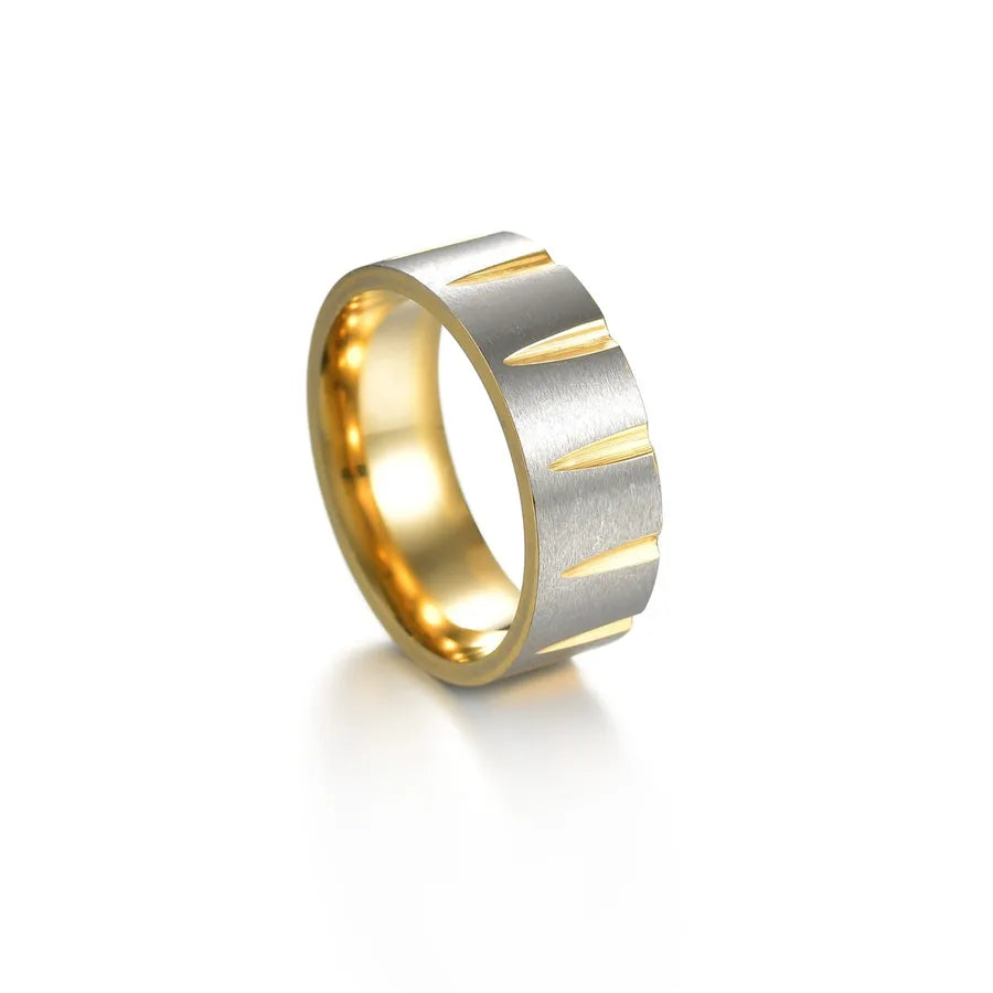 Anillos de acero 304 con baño de oro 18K y diseño geométrico - imagen 3