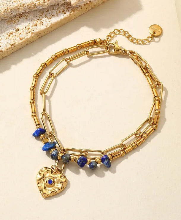 Pulsera de acero 304 con dijes de estrella de mar, corazón y concha - imagen 6