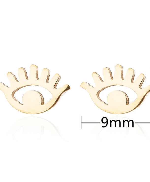 Aretes de botón de acero inoxidable 304 con diseño de ojo turco - imagen 4