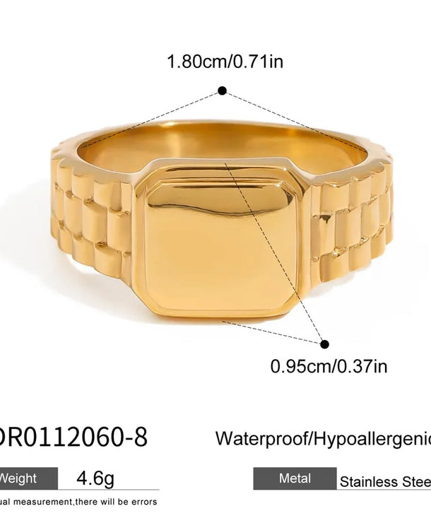 Anillo de acero inoxidable con diseño geométrico, estilo sencillo - imagen 10