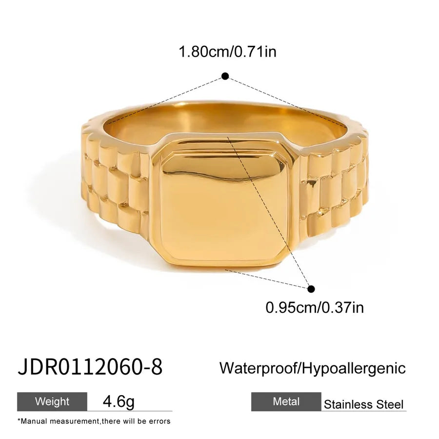 Anillo de acero inoxidable con diseño geométrico, estilo sencillo - imagen 10