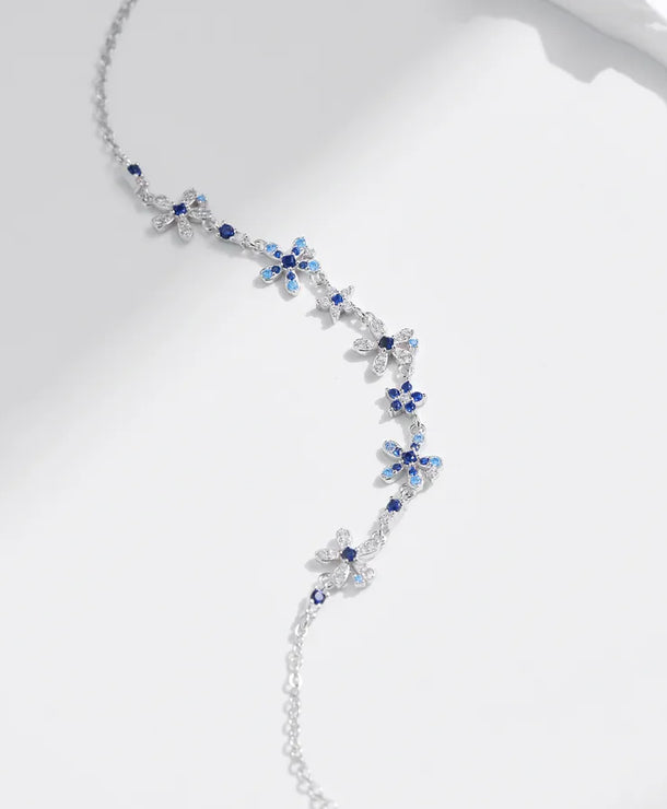 Pulsera de plata esterlina 925 con detalle floral y cadena de eslabones - imagen 3