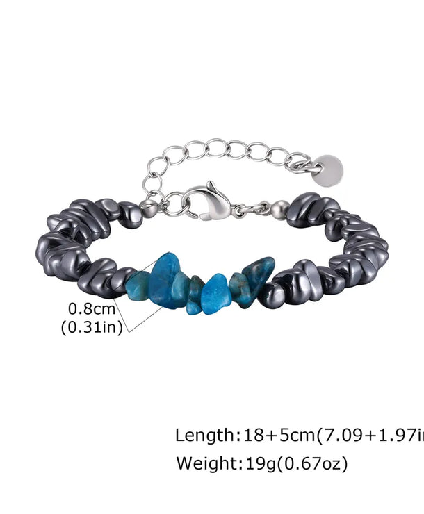 Pulsera de cuentas de hematita con acero inoxidable para hombre - imagen 2