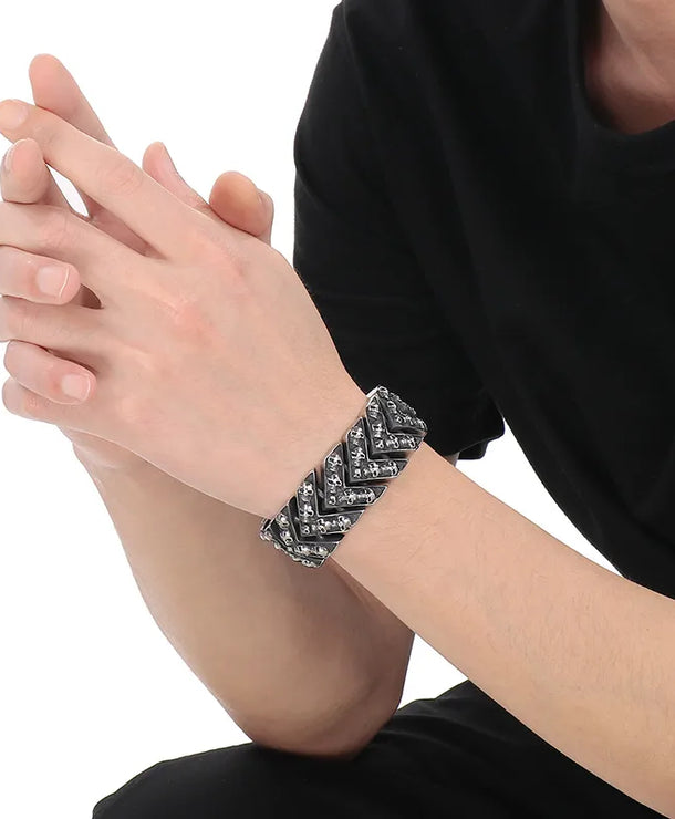 Pulsera de cadena en acero 304 con dije de calavera, hip-hop rock - imagen 10
