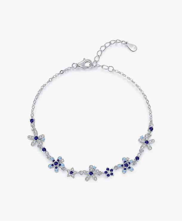 Pulsera de plata esterlina 925 con detalle floral y cadena de eslabones - imagen 7