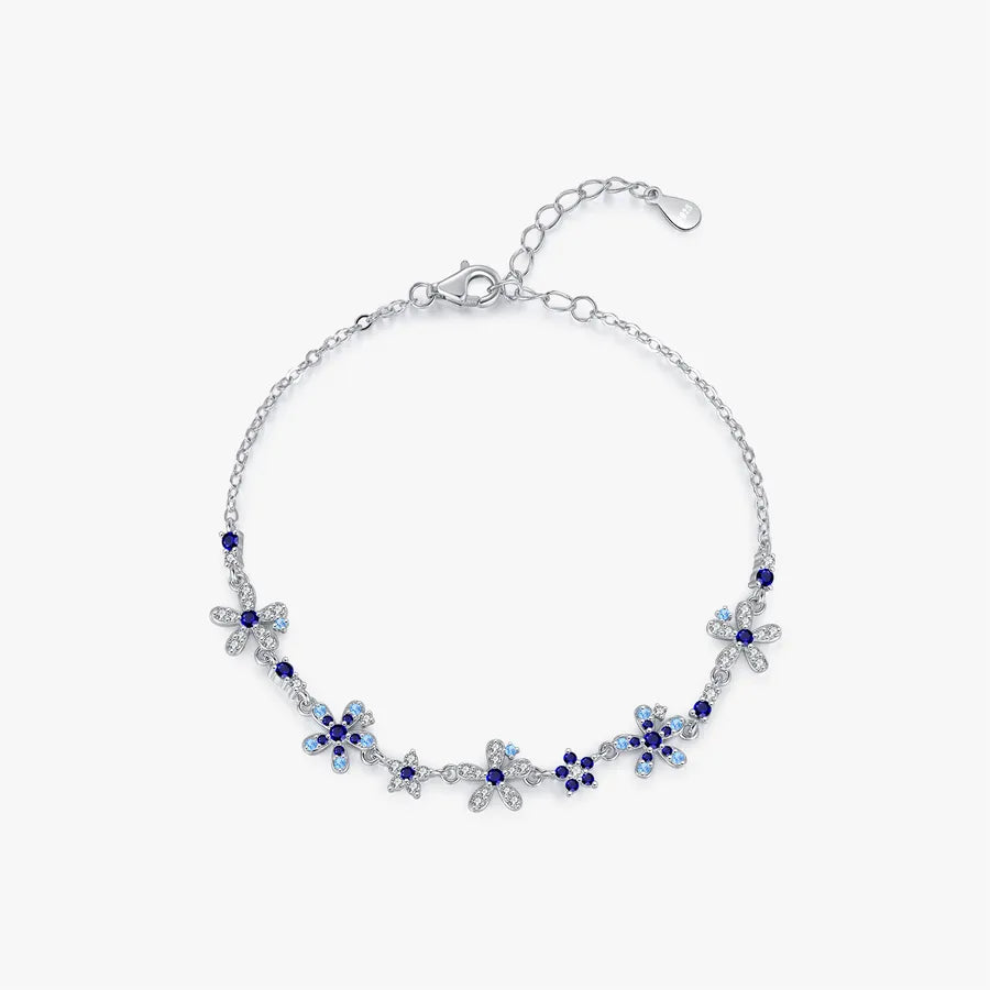 Pulsera de plata esterlina 925 con detalle floral y cadena de eslabones - imagen 7