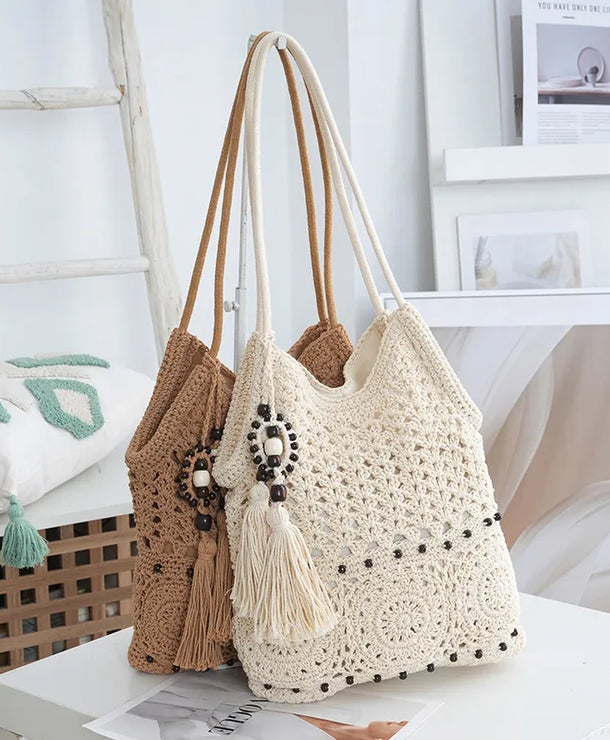 Bolso de paja calado en algodón para mujer, ideal para primavera - imagen 2