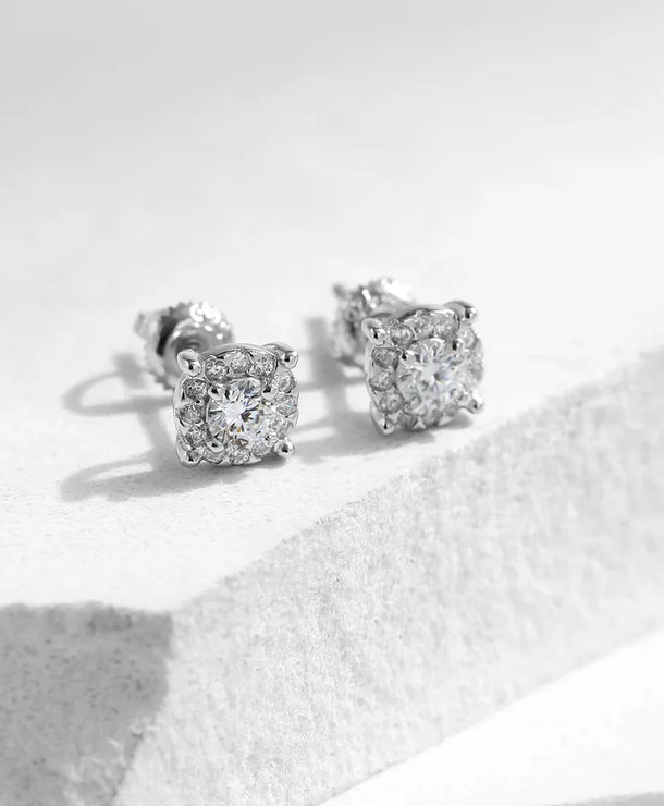 Aretes de botón de plata esterlina 925 con moissanita geométrica - imagen 8