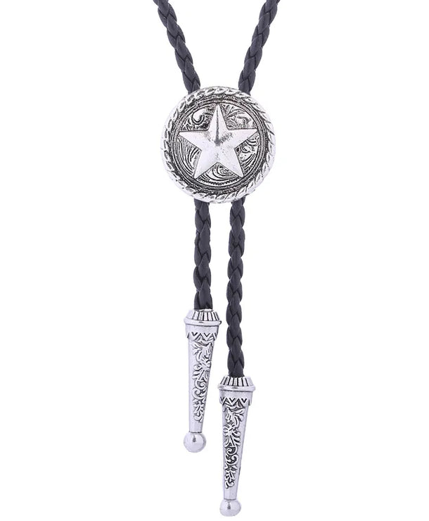 Corbata bolo de aleación con cordón de piel y dijes de estrella y calavera - imagen 15