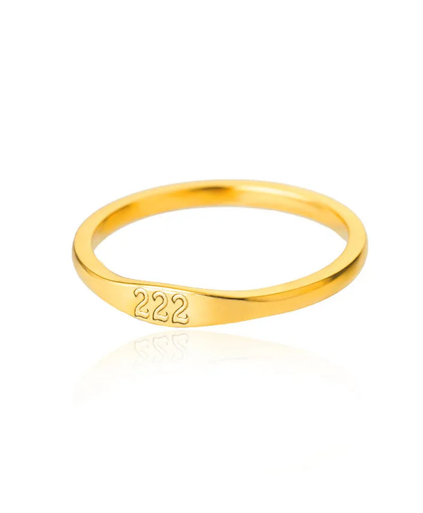 Anillo de números de acero inoxidable con detalle dorado, unisex - imagen 7