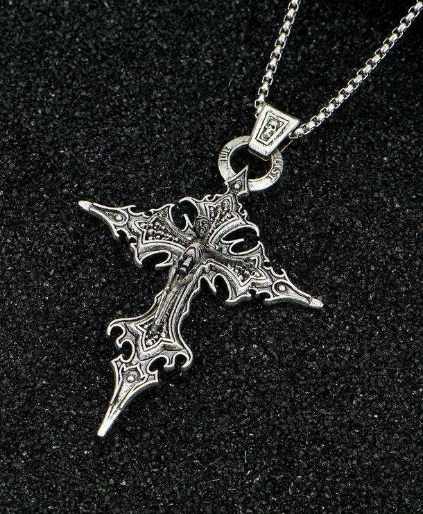 Collar con dije de cruz y calavera en aleación, estilo gótico - imagen 5